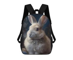 sinyumoney Regal Rabbit Portrait Kids School Backpack School Bag 3D Printed School Bag for Boys Elementary And Middle School Students 17inch