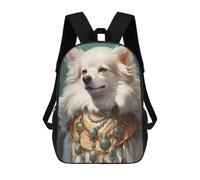 sinyumoney Regal White Canine in Ornate Attire Children's Backpacks School Backpack 3D Printed Backpack for Kids Travel Rucksacks Book Bags Kids School Bag 17inch