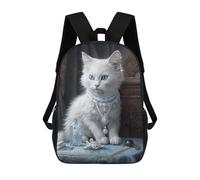 sinyumoney Regal White Cat Portrait School Bag Bookbag 3D Printed Children's Backpacks for Kids Boy Girl Book Bags Kids School Bag Travel Rucksacks 17inch
