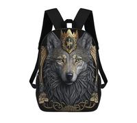 sinyumoney Regal Wolf Majesty -1 Kids Backpack, Backpack School Bag, Backpacks Kids School 3D Printed School Bags for Elementary And Middle School Students Teens Birthday Gift 17inch
