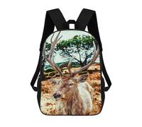 sinyumoney Reindeer 17 Inch Backpacks Kids Schoolbag,3D Printed Elementary And Middle School Students Backpacks for Boys Girls