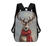 sinyumoney Reindeer in Red Scarf Rucksack Lightweight Casual Daypack School Backpacks- Perfect for Travel, Work And Daily Use 17inch