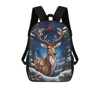 sinyumoney Reindeer in Winter Forest Backpacks Kids Student Schoolbag,3D Printed Backpacks,Elementary And Middle School Students Backpacks for Boys Girls 17inch