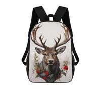 sinyumoney Reindeer Rhapsody Children's School Backpack 3D Printed for Kids Travel Rucksacks Book Bags for Boys Elementary School Students 17inch
