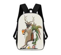 sinyumoney Reindeer Using Toilet Children's Backpack, 3D Printed School Backpack, Backpack for Boys Girls, Adjustable School Bag for Primary School 17inch
