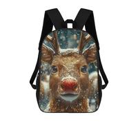 sinyumoney Reindeer with Red Nose Children's School Backpack Fashion Casual Children's Backpacks 3D Printed School Bags Boy Large Backpack 17inch