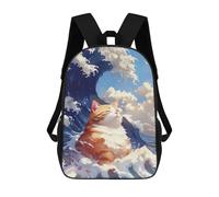 sinyumoney Relaxing Orange Wave Cat School Bags School Secondary High School College Backpack Travel for Men, Women & Teenage Boys 17inch