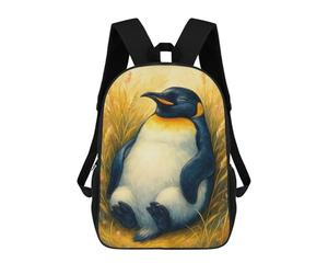 sinyumoney Relaxing Penguin in Golden Field Rucksack Lightweight Airport College Students Back Pack- Perfect for Travel, Work And Daily Use 17inch