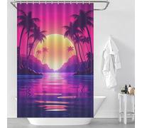 sinyumoney Resonating Retro Waves Anti-Mould Proof Resistant Quick Drying Proof Resistant Shower Curtains Set with 12 Hooks for Kids Women Men 46.85x70.87Inch（119x180cm）