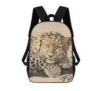 sinyumoney Resting Leopard Portrait 3D Printed 17 Inch School Backpack Casual Children's Backpacks 3D Printed for Boys Elementary And Middle