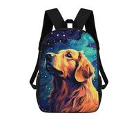 sinyumoney Retriever Night Pixel Art School Backpack Rucksack Casual Daypacks School Work Travel Bag for Camping Outdoor Adventures And Daily Travel 17inch