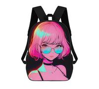 sinyumoney Retro Beautiful Anime Girl 3D Printed 17 Inch School Backpack Children's Backpacks 3D Printed Cool Knapsack for Boys Elementary And Middle