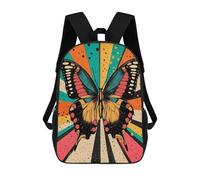 sinyumoney Retro Butterfly Art Abstract Butterfly Illustration in Bold Colors Backpack School Bag Lightweight Airport College Students Back Pack for Men, Women & Teenage Boys 17inch