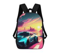 sinyumoney Retro Car 16 Backpacks Kids School Backpack School Bag 3D Printed School Bag for Boys Elementary And Middle School Students 17inch