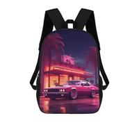 sinyumoney Retro Car Night Scene School Backpack Daypacks Business Backpack Water Resistant Bookbag for Men/Women 17inch