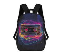sinyumoney Retro Cassette Tape Art Rucksacks 3D Printed Children Backpacks Fashion Casual Daypack Cute Travel Bags Outdoor Casual Daypack for Boy And Girl 17inch