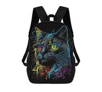 sinyumoney Retro Cat Art With Glasses Rucksacks 3D Printed Children Backpacks Fashion Casual Daypack Cute Travel Bags Outdoor Casual Daypack for Boy And Girl 17inch