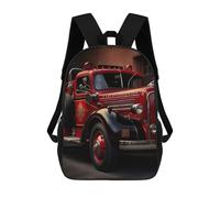 sinyumoney Retro Fire Engine Backpack School Bag Lightweight Schoolbag Dayback Bookbag College for Girl, Teen Girls 17inch