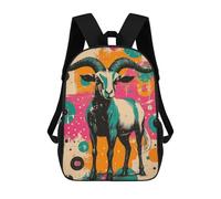 sinyumoney Retro Goat Illustration Goat - Rustic Pop Art Charm School Backpack for Girls 17inch Casual Daypack Lightweight Rucksack Boy Girl Backpack for Middle School Students