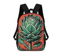 sinyumoney Retro Linocut Artichoke Backpack School Bag School Secondary High School College Backpack Travel for Girls Boys Teenage 17inch