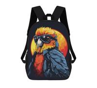 sinyumoney Retro Parrot in Sunglasses 3D Printed Children's School Backpack for Kids High Capacity Travel Rucksacks Book Bags Kids School Bag Back Pack 17inch