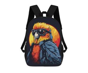 sinyumoney Retro Parrot in Sunglasses Rucksack Lightweight Casual Daypack School Backpacks- Perfect for Travel, Work And Daily Use 17inch