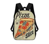 sinyumoney Retro Pizza Vintage Hot Slice Wall Art 3D Printed Children's School Backpack for Kids High Capacity Travel Rucksacks Book Bags Kids School Bag Back Pack 17inch