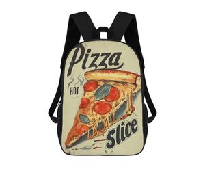 sinyumoney Retro Pizza Vintage Hot Slice Wall Art School Bag 3D Printed Children's School Backpack Casual Fashion Travel Backpacks for Kids School Students 17inch