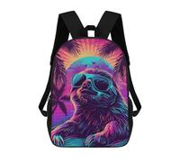 sinyumoney Retro Sloth in Sunglasses School Backpack for Girls 17inch Casual Daypack Lightweight Rucksack Boy Girl Backpack for Middle School Students