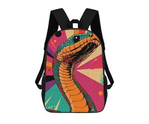 sinyumoney Retro Snake Art Cobra Pop Art Print Snake Art Children's School Backpack Fashion Casual Children's Backpacks 3D Printed School Bags Boy Large Backpack 17inch