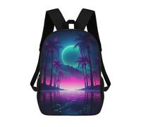 sinyumoney Retro Synthwave Oasis Backpack School Business Durable Laptop Bag for Camping Outdoor Adventures And Daily Travel 17inch