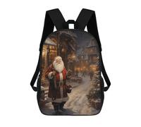 sinyumoney Retro Vintage Santa Claus Children's Backpacks 17inch School Backpack 3D Printed Bag Bookbag for Kids Travel Rucksacks Boy Girl Book Bags Kids School Bag