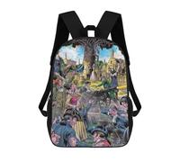 sinyumoney Revolutionary Battle Scene 3D Printed School Bag Children's School Backpack Schoolbags Travel Backpacks Casual Fashion Bag for Kids School Students 17inch