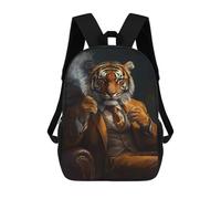 sinyumoney Rex Tiger The Gentleman's Guide to Smoking 3D Printed School Bag Children's School Backpack Schoolbags Travel Backpacks Casual Fashion Bag for Kids School Students 17inch