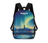 sinyumoney Reykjavik Aurora Borealis School Backpack for Girls Backpack Water Repellent Casual Daypack Lightweight Rucksack Boy Girl School Backpack 17inch
