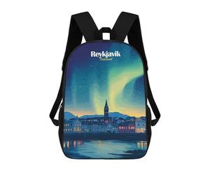 sinyumoney Reykjavik Aurora Borealis School Backpack for Girls Backpack Water Repellent Casual Daypack Lightweight Rucksack Boy Girl School Backpack 17inch
