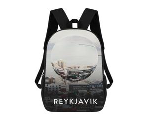 sinyumoney Reykjavik Iceland Abstract Children's Backpacks Kids Fun School Bag Boys Backpack Travel Bag Student Schoolbag Book Stationery Bag Chool Bags 17inch