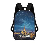 sinyumoney Reykjavik Iceland Night Sky Art School Backpack Water Resistant School Bag Business Backpack for Boys/Girls/Teenagers 17inch