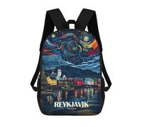 sinyumoney Reykjavik Iceland Travel Backpacks Kids Student Schoolbag,3D Printed Backpacks,Elementary And Middle School Students Backpacks for Boys Girls 17inch