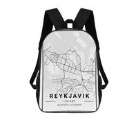 sinyumoney Reykjavik Light City Map Children's School Backpack Fashion Casual Children's Backpacks 3D Printed School Bags Boy Large Backpack 17inch