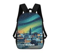 sinyumoney Reykjavik Northern Lights Children's School Backpack 3D Printed for Kids Travel Rucksacks Book Bags for Boys Elementary School Students 17inch
