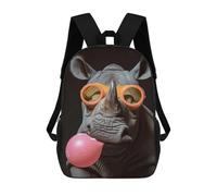 sinyumoney Rhino Bubblegum School Bags Business Laptop Rucksack Bag Unisex Casual Daypack for Camping Outdoor Adventures And Daily Travel 17inch