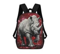 sinyumoney Rhino Painting on Red Background Rucksack Water Resistant Travel Backpack Computer Bag for Men, Women & Teenage Boys 17inch
