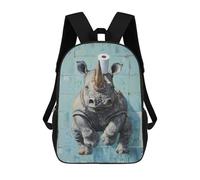 sinyumoney Rhino with Toilet Paper Roll on Head School Bags Fashion Stationery Backpack Waterproof Casual Daypacks for Men, Women & Teenage Boys 17inch
