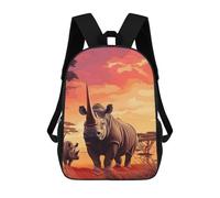sinyumoney Rhinoceros Art Wildlife Backpacks Kids Student Schoolbag,3D Printed Backpacks,Elementary And Middle School Students Backpacks for Boys Girls 17inch