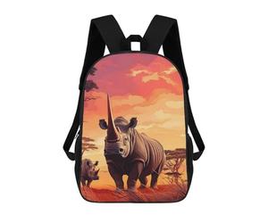 sinyumoney Rhinoceros Art Wildlife Backpacks Kids Student Schoolbag,3D Printed Backpacks,Elementary And Middle School Students Backpacks for Boys Girls 17inch