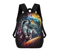 sinyumoney Rhinoceros Astronaut in Space Backpack 3D Print Kids Bag Elementary Students Daypack Lightweight School Bag for Children Girls Boys Nursery Lunch Pack 17inch