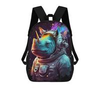 sinyumoney Rhinoceros Astronaut in Space School Backpack High Secondary School Bags Casual Backpack for Girls Boys Teenage 17inch