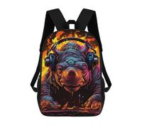 sinyumoney Rhinoceros DJ Headphones Music Backpack School Bag Daypacks Business Backpack Water Resistant Bookbag for Girls Boys Teenage 17inch
