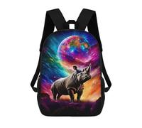 sinyumoney Rhinoceros in Cosmic Landscape Kids Backpack, Backpack School Bag, Backpacks Kids School 3D Printed School Bags for Elementary And Middle School Students Teens Birthday Gift 17inch